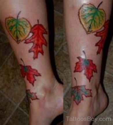 Fern Leaf Tattoo Design On Leg