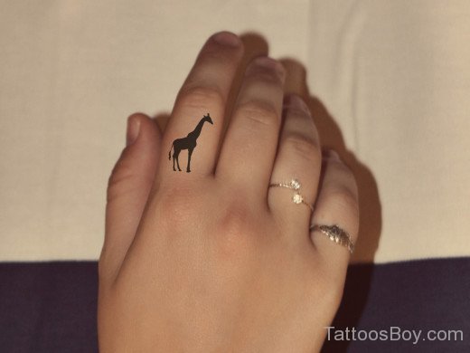 Giraffe Tattoo On Finger