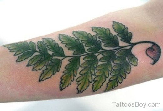 Green Leaf Tattoo On Arm