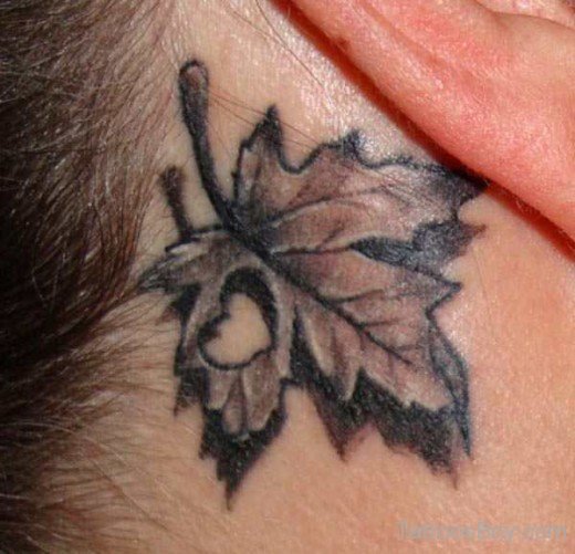 Leaf Tattoo On Ear
