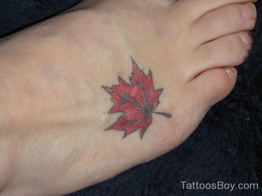 Leaf Tattoo Design On Feet