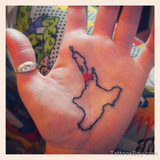 Map Tattoo Design  On Palm