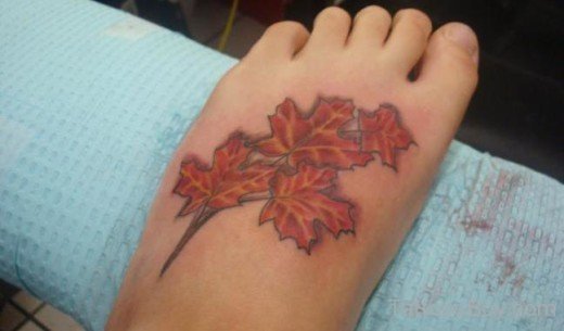 Maple Leaf Tattoo On Feet