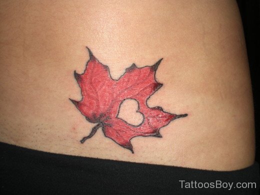 Maple Leaf Tattoo Design On Waist