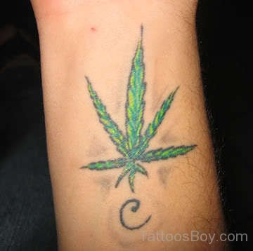 Marijuana Leaf Tattoo On Wrist