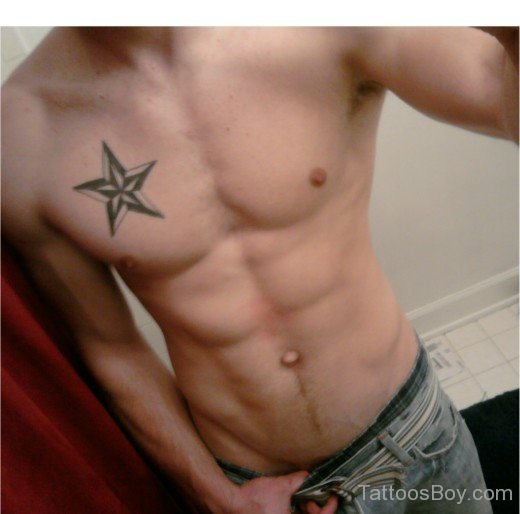 Nautical Star Tattoo On Chest