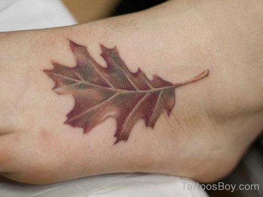 Oak Leaf Tattoo Design On Foot 