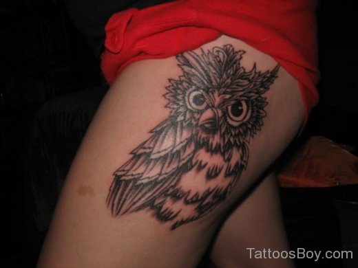 Owl Tattoo On Thigh