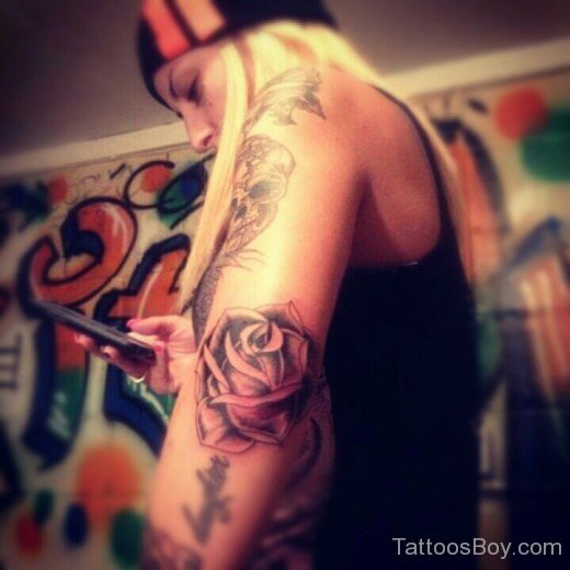Rose Tattoo On Elbow