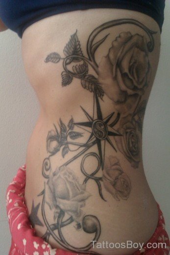 Rose Tattoo On Rib