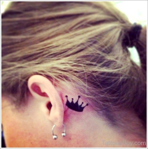 Crown Tattoo Design On Ear