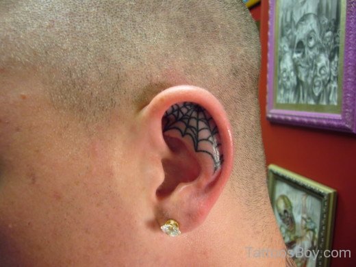 Spiderweb Tattoo On Ear