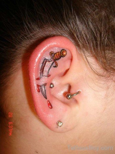 Funny Tattoo On Ear