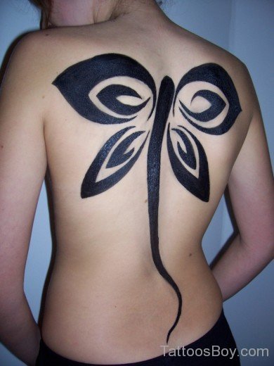 Trible Butterfly Tattoo On Back