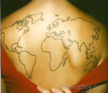 World Map Tattoo On Back