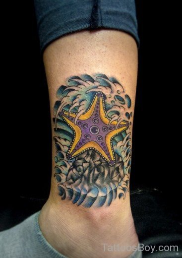 Attarctive Starfish Tattoo Design On Ankle