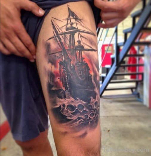 Awesome Boat Tattoo Design