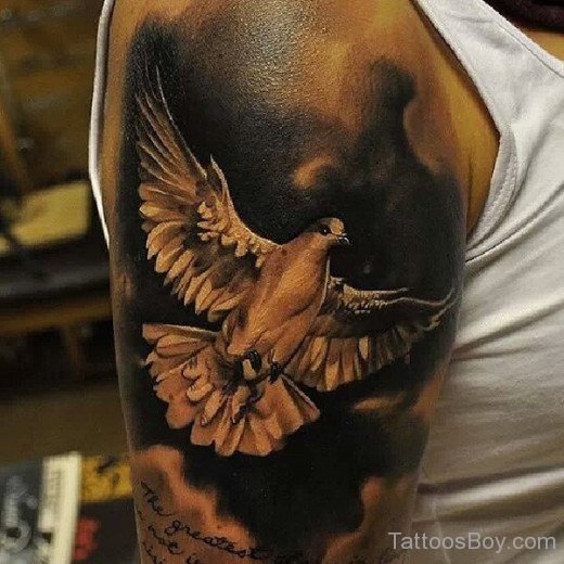 Awesome Dove Tattoo On Shoulder