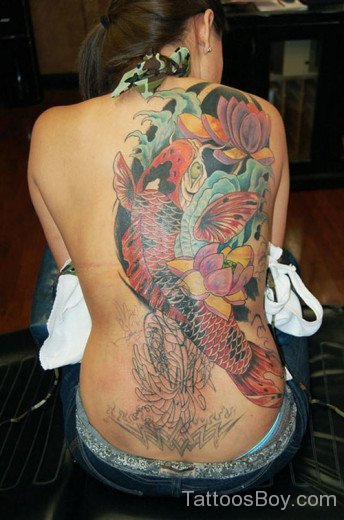 Awesome Fish Tattoo On Back