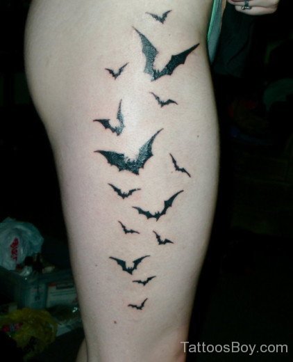  Bats Tattoo On Leg