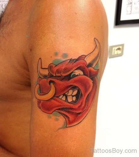 Bull Tattoo On Bicep