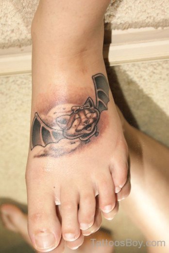 Bat Tattoo On Foot