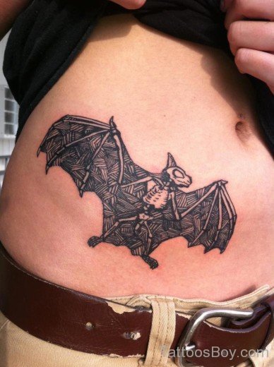 Bat Tattoo On Stomach