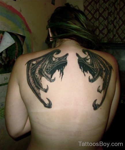 Bat Wings Tattoo Design On Back