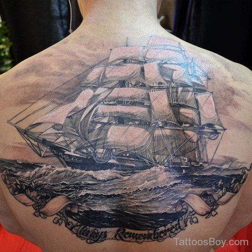 Ship Tattoo Design On Back