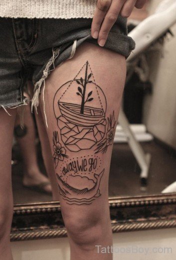 Boat Tattoo Design On Thigh