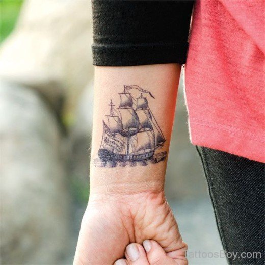 Ship Tattoo Design On Wrist