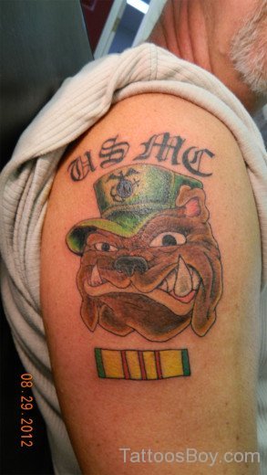 Bull Dog Tattoo Design On Shoulder