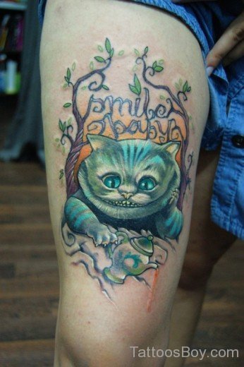 Cat Tattoo Design On Thigh