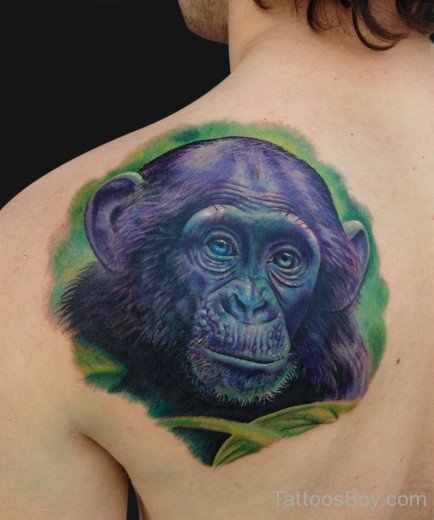 Chimpanzee Tattoo On Back