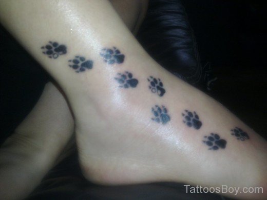 Dog  Paw Tattoo On Ankle
