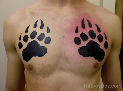 Dog Paw Tattoo On Chest