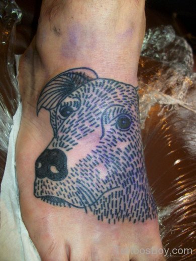 Dog Tattoo On Foot 