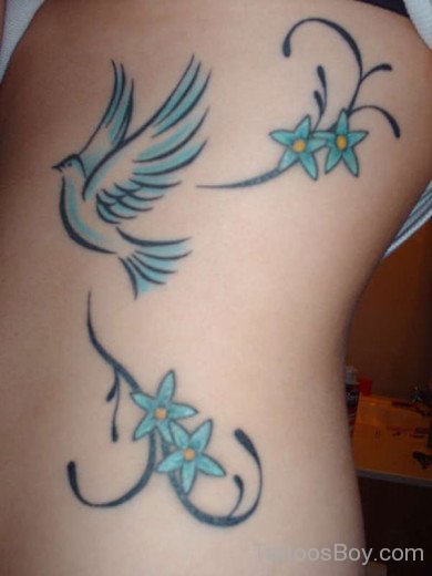Dove Bird Tattoo Design On Rib 