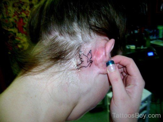 Dove Tattoo On Behind  Ear