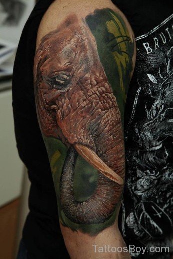 Elephant Face Tattoo Design On Shoulder