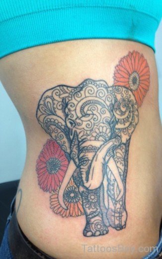 Elephant Tattoo Design On Rib