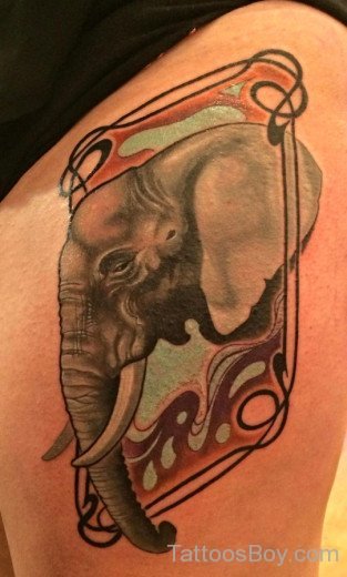 Elephant Tattoo On Thigh