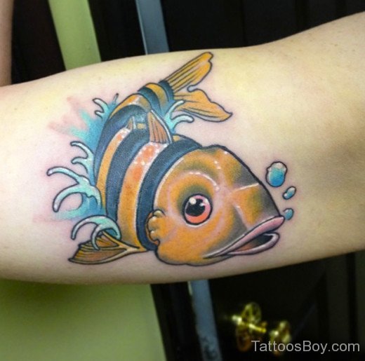 Fantastic  Fish Tattoo On Bicep
