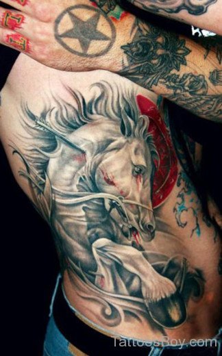 Horse Tattoo Design On Rib