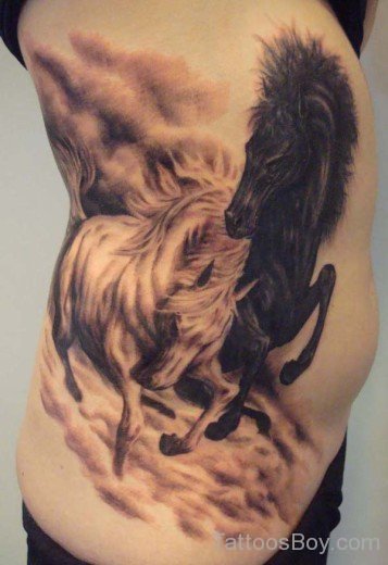 Horses Tattoo On Rib