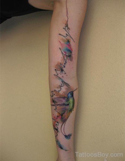 Hummingbird Tattoo On Full Sleeve