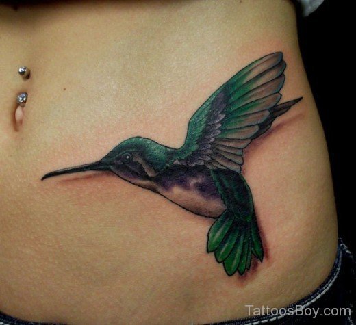 Hummingbird Tattoo On Stomach
