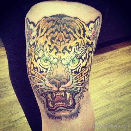 Jaguar Tattoo On Thigh