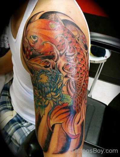 Koi Fish Tattoo On Half Sleeve