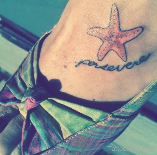 Little Starfish Tattoo On Foot